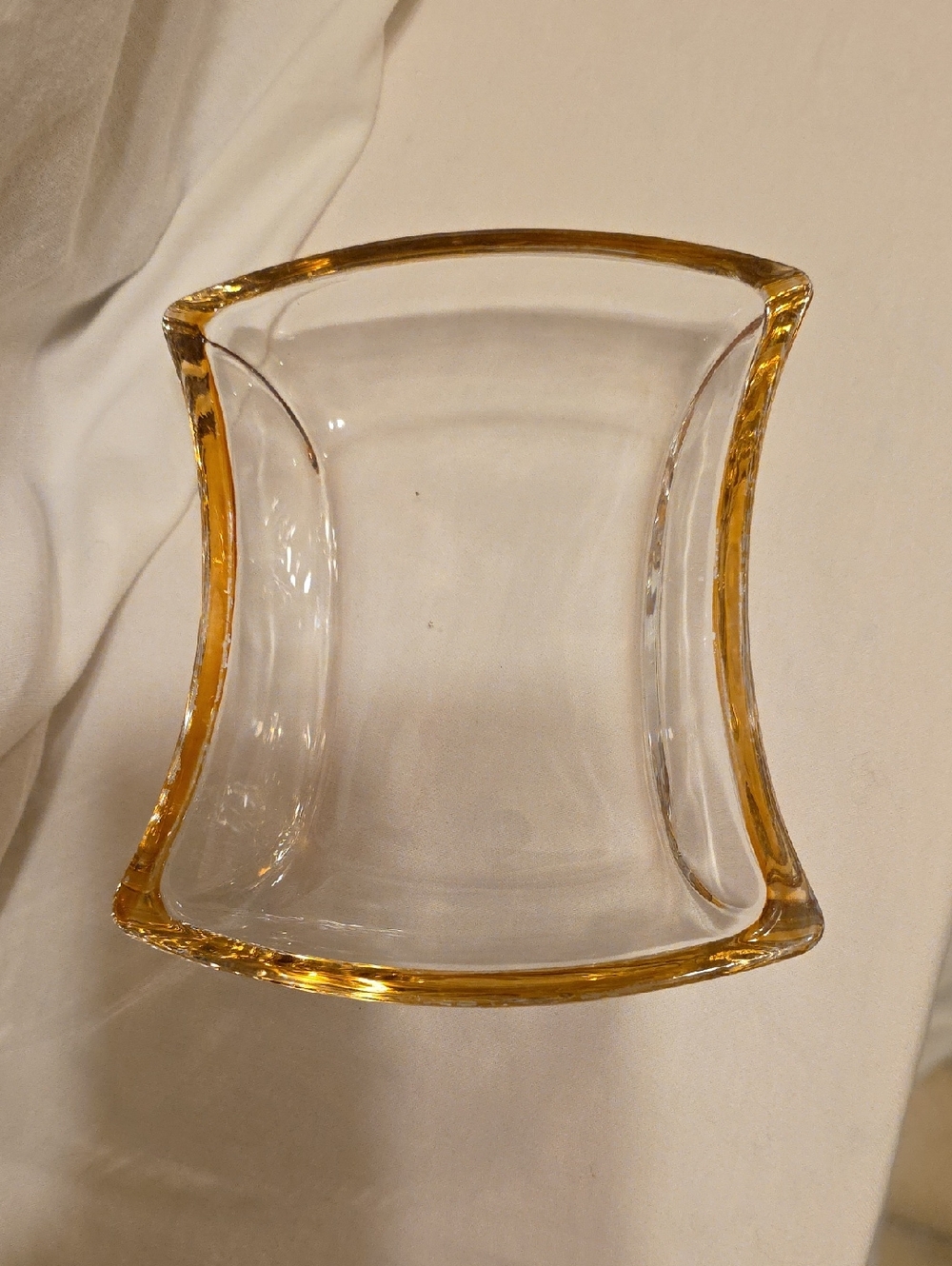 Source Unknown Clear Glass Vase with Gold Trim